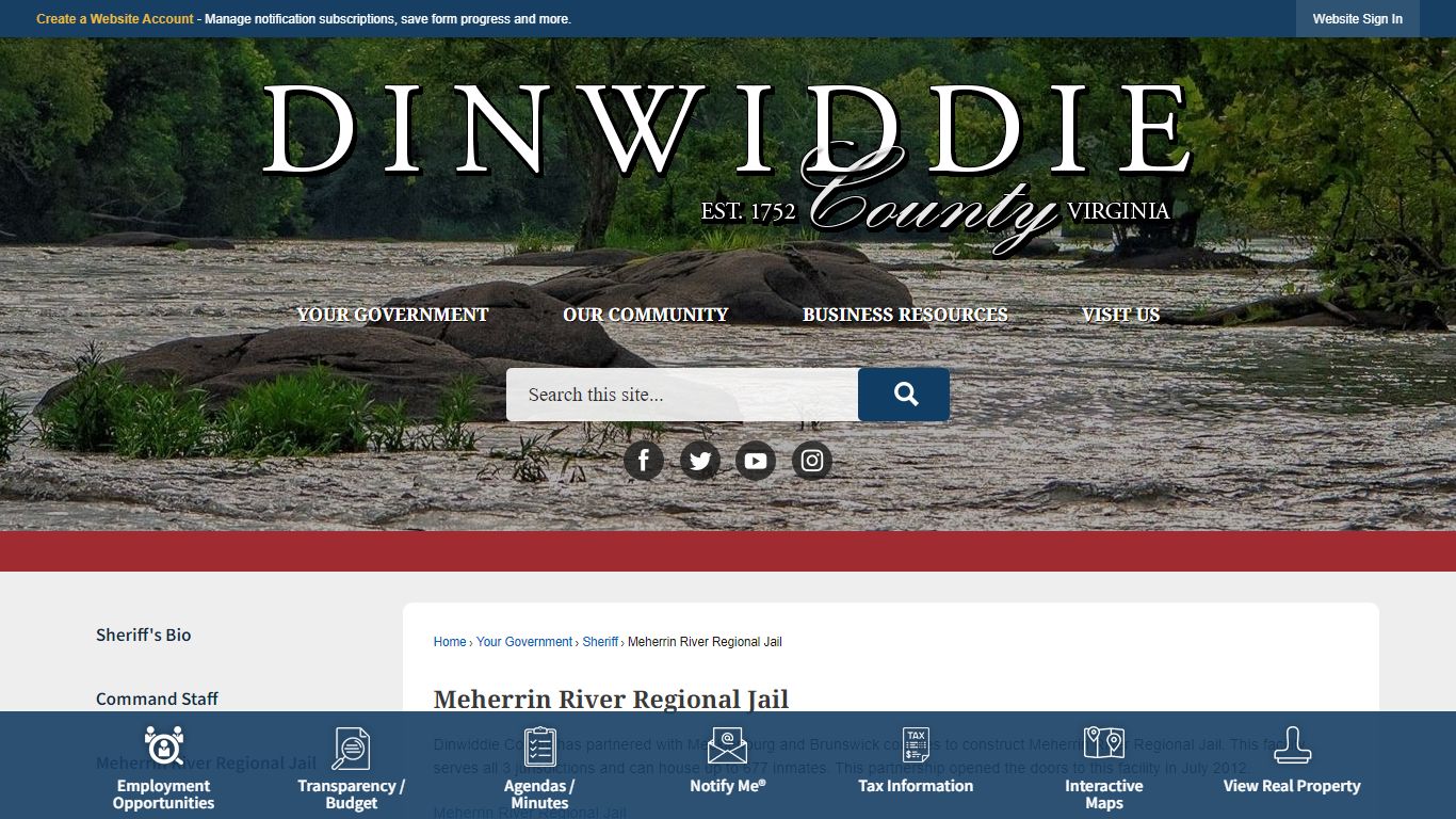 Meherrin River Regional Jail | Dinwiddie County, VA - Official Website