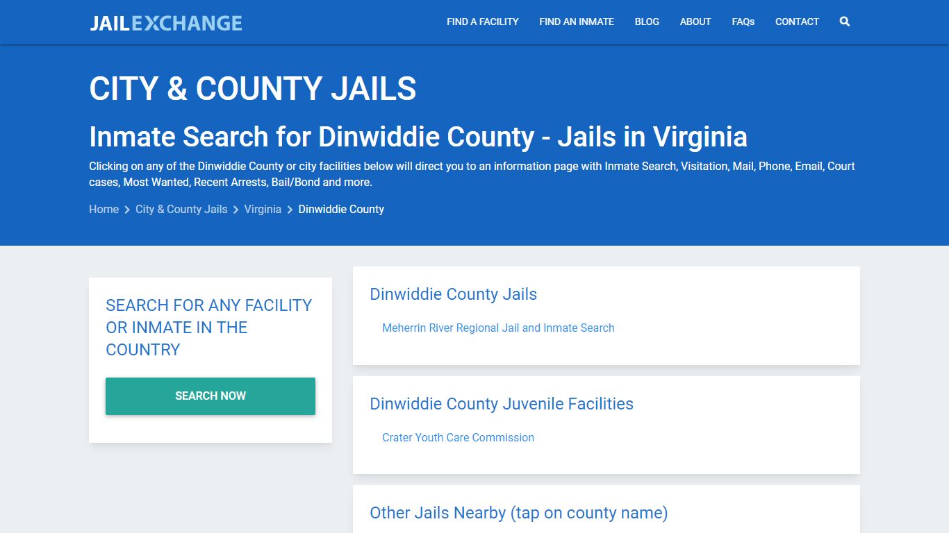 Inmate Search for Dinwiddie County | Jails in Virginia - Jail Exchange